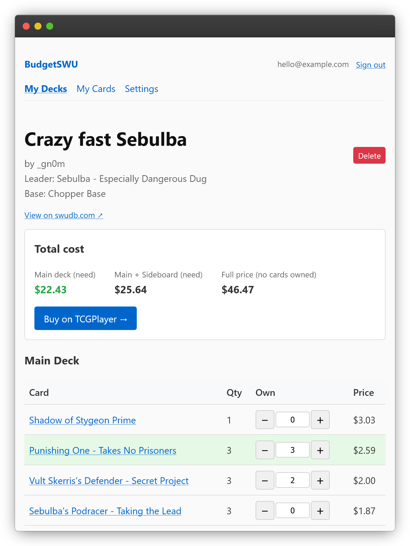 Deck view screenshot